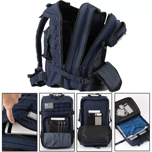 45L Tactical Backpack Blue Waterproof Multi Compartment for Hiking, Camping - Picture 5 of 6